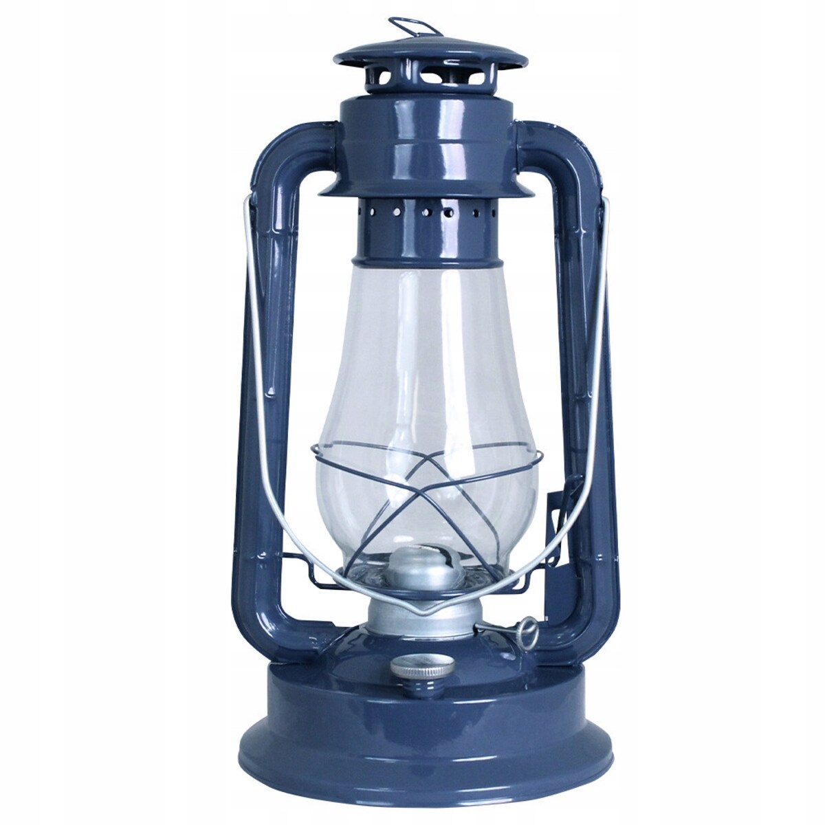 LAMPA NAFTOWA GRANATOWA WISZĄCA STOJĄCA metalowa + knot ozdoba prezent