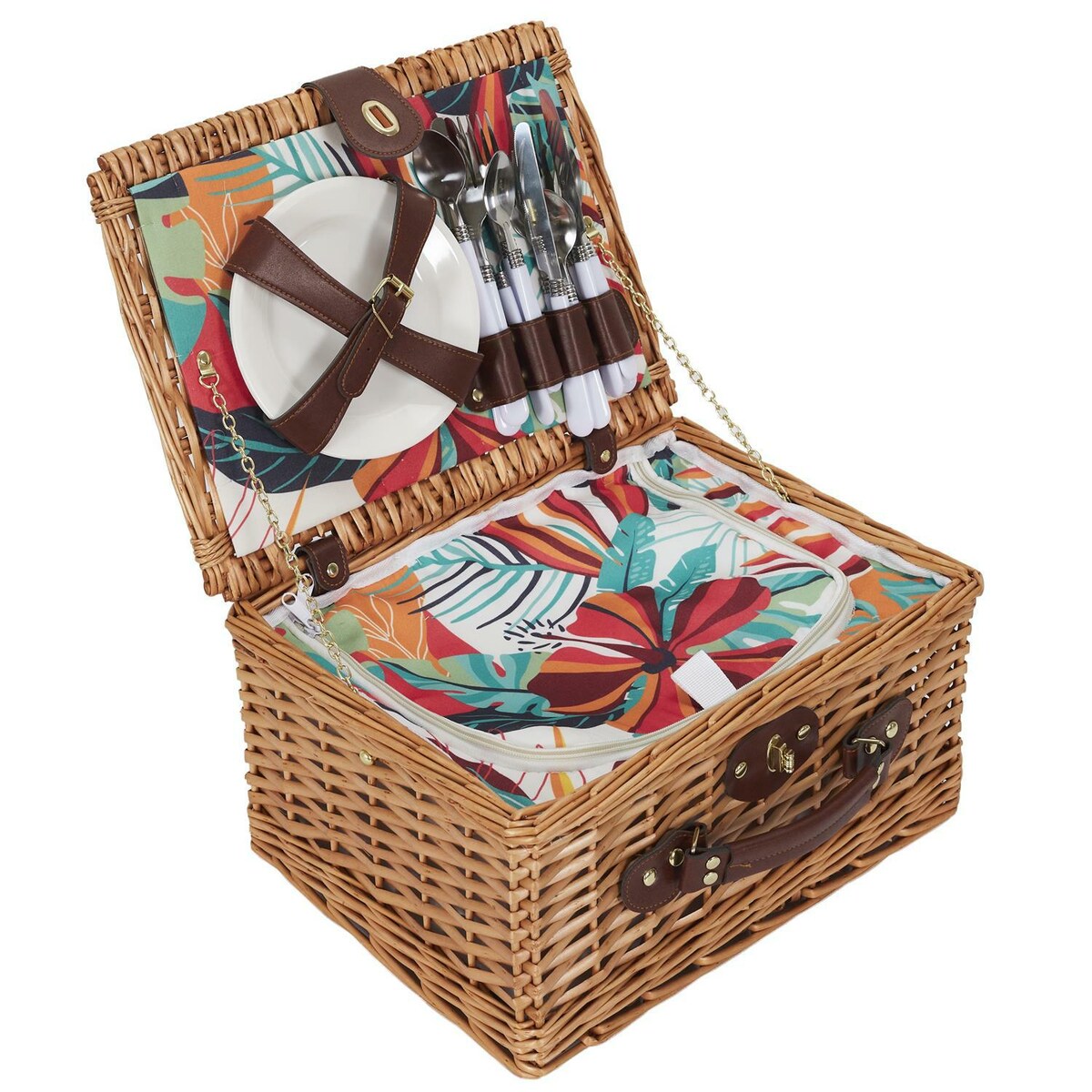 KOSZ PIKNIKOWY Exotic wiklinowy zestaw dla 4 osób