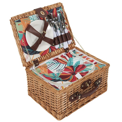 KOSZ PIKNIKOWY Exotic wiklinowy zestaw dla 4 osób