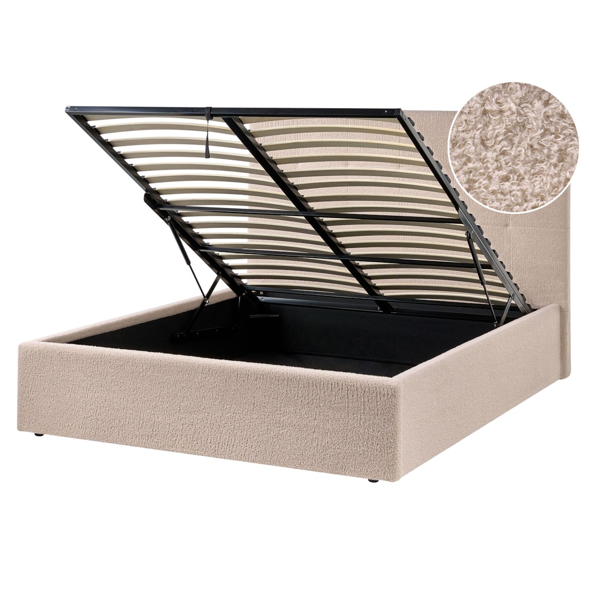 Łóżko z pojemnikiem Boucle LORIENT 140 x 200 cm Beżowy