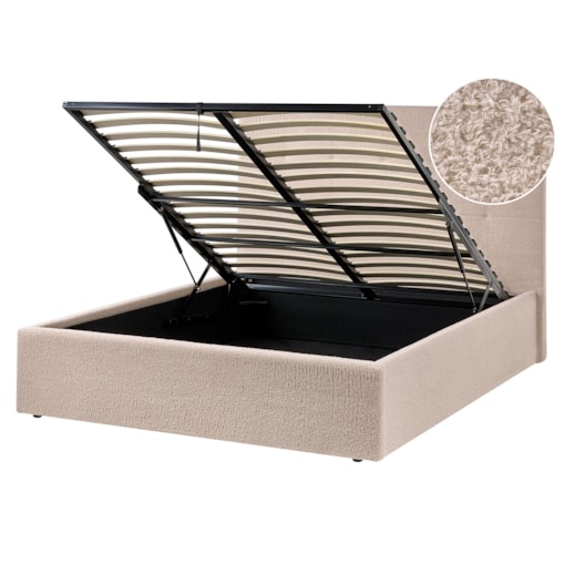 Łóżko z pojemnikiem Boucle LORIENT 140 x 200 cm Beżowy