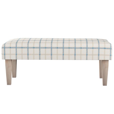 Ławka, niebieska kratka tle ecru, 100 x 40 x 40 cm, Avinon