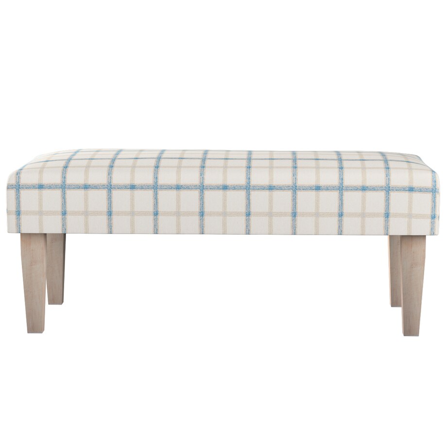 Ławka, niebieska kratka tle ecru, 100 x 40 x 40 cm, Avinon