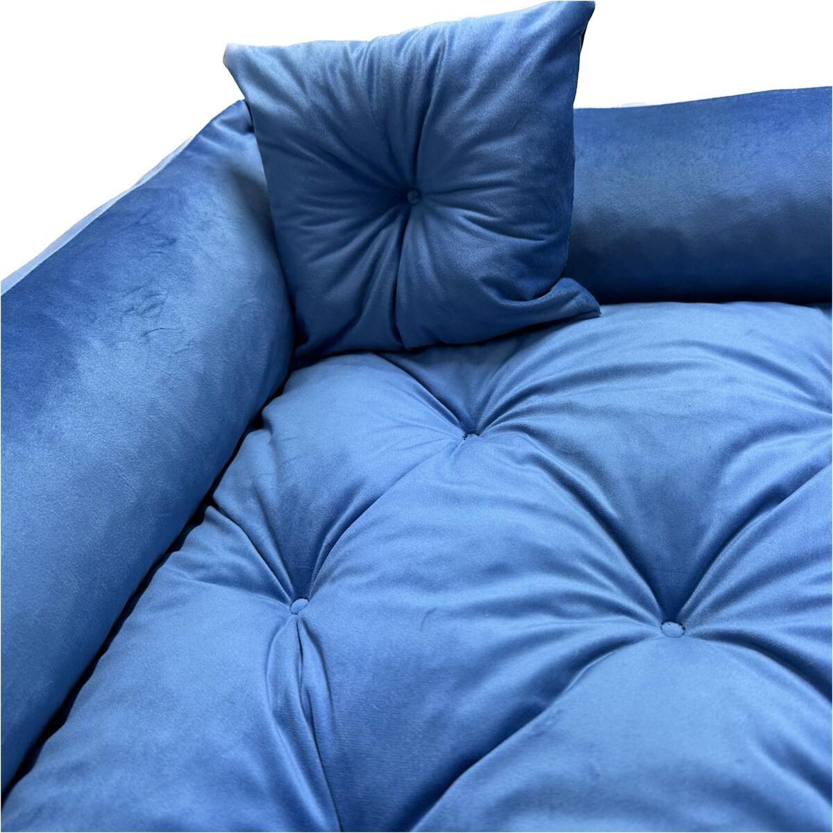 Legowisko Dla Psa Kanapa Posłanie Welurowe 70X60 Cm Pikowane Prestiżowe Niebieskie