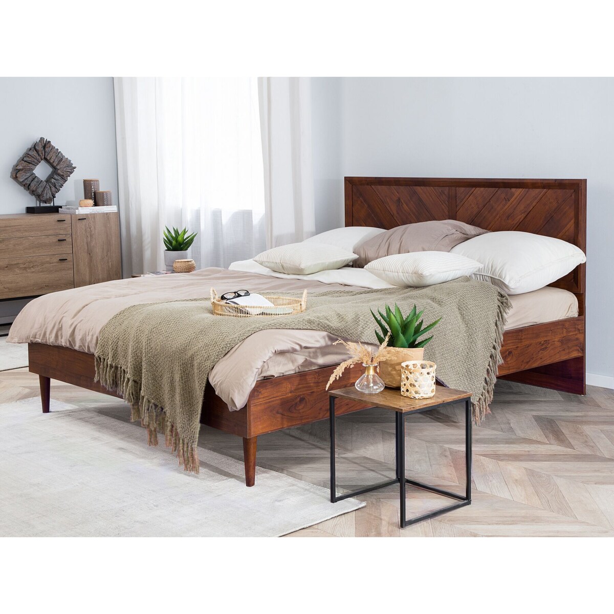 Łóżko 180 x 200 cm ciemne drewno MIALET