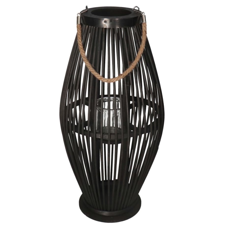 Lampion Bambusowy Rattanowy Latarnia 85 Cm Czarny