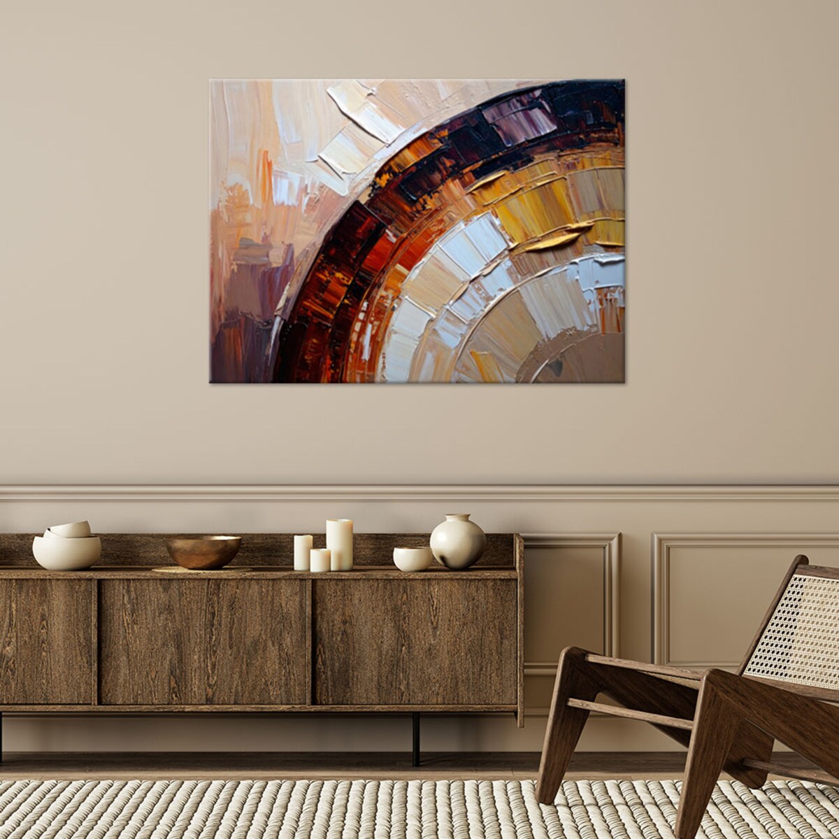 Feeby Obraz nowoczesny do salonu, Kolorowa Abstrakcja Półokręgi 60x40