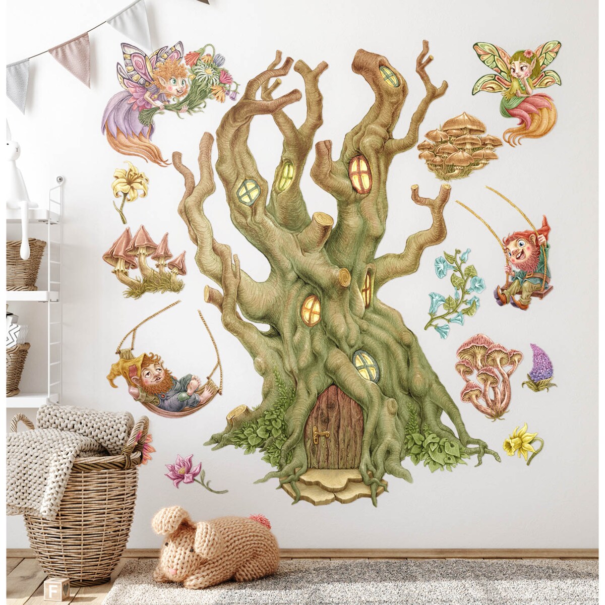 Zestaw naklejek na ścianę, Wróżkowy las, 130cm