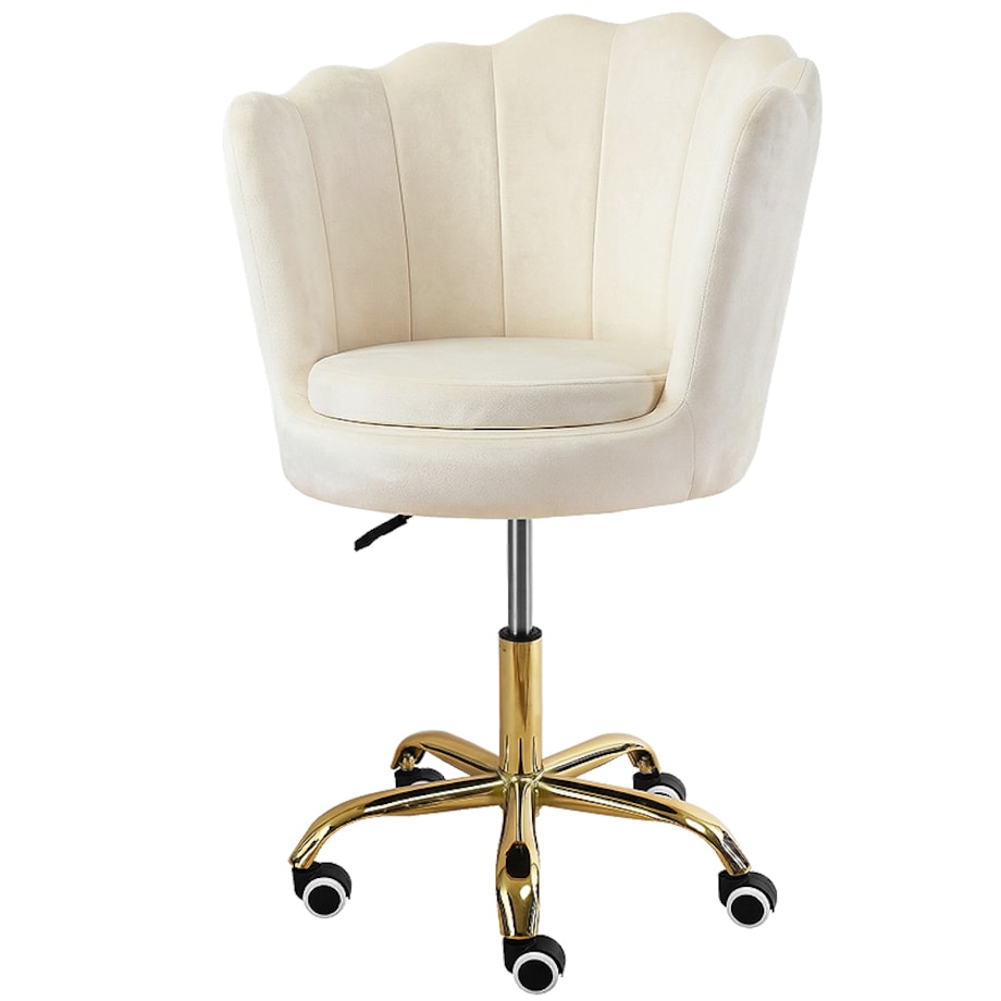 Fotel obrotowy krzesło muszelka welurowy do biurka toaletki beżowy shell
