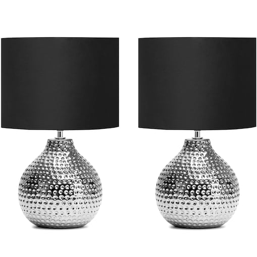 KONSIMO NIPER eleganckie lampki stołowe 2 sztuki srebrno-czarna