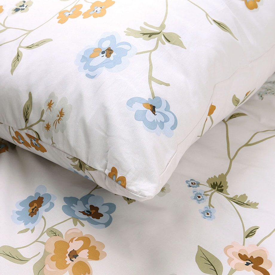 Pościel bawełniana 160x200 Meadowe biała w kolorowe kwiaty, Cottonlove
