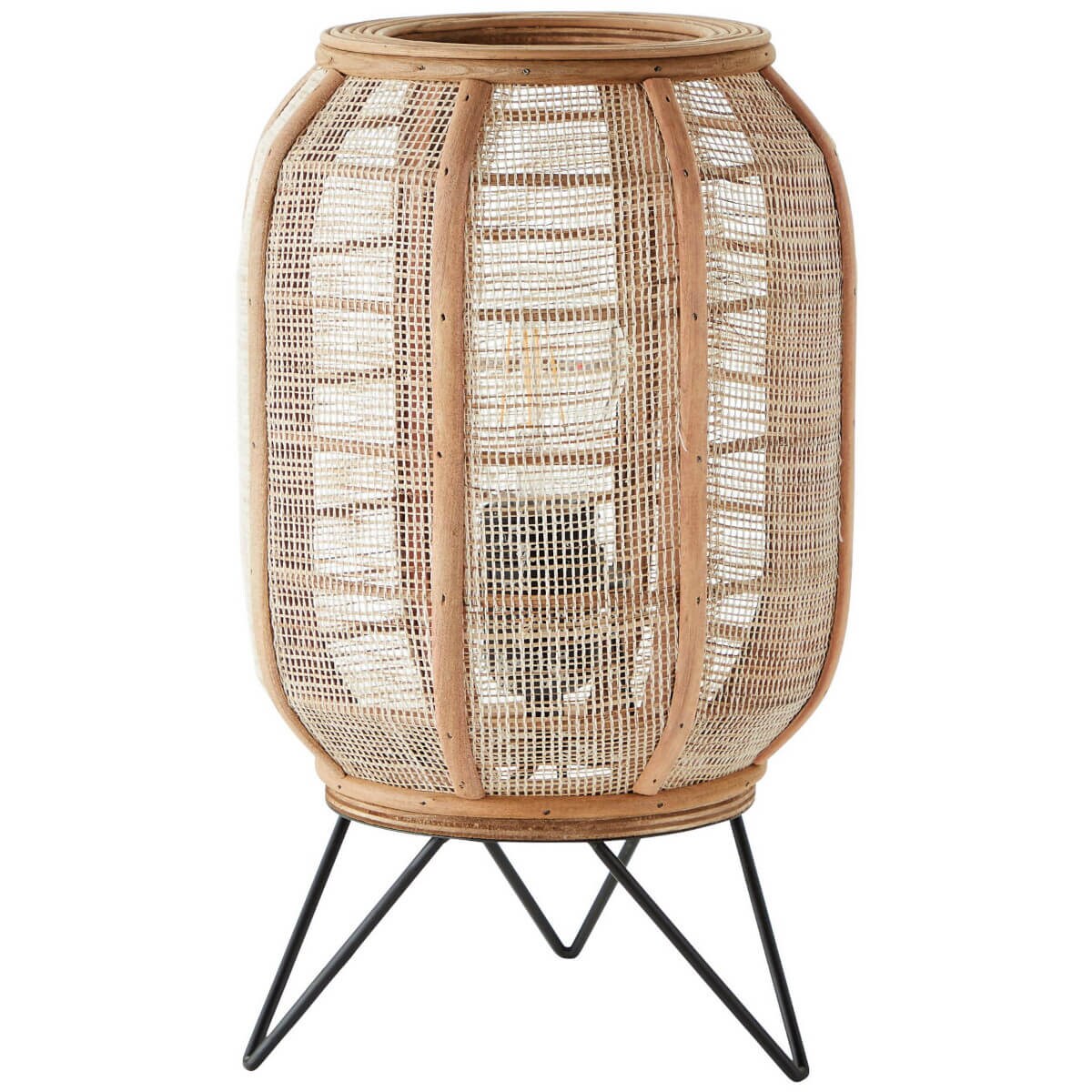 Stołowa lampka boho Tanah 93135/76 Brilliant tuba do salonu beżowy czarny