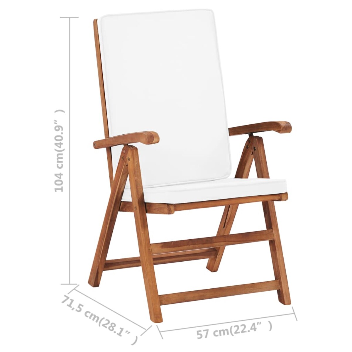 vidaXL Rozkładane krzesła ogrodowe z poduszkami, 2 szt., drewno tekowe