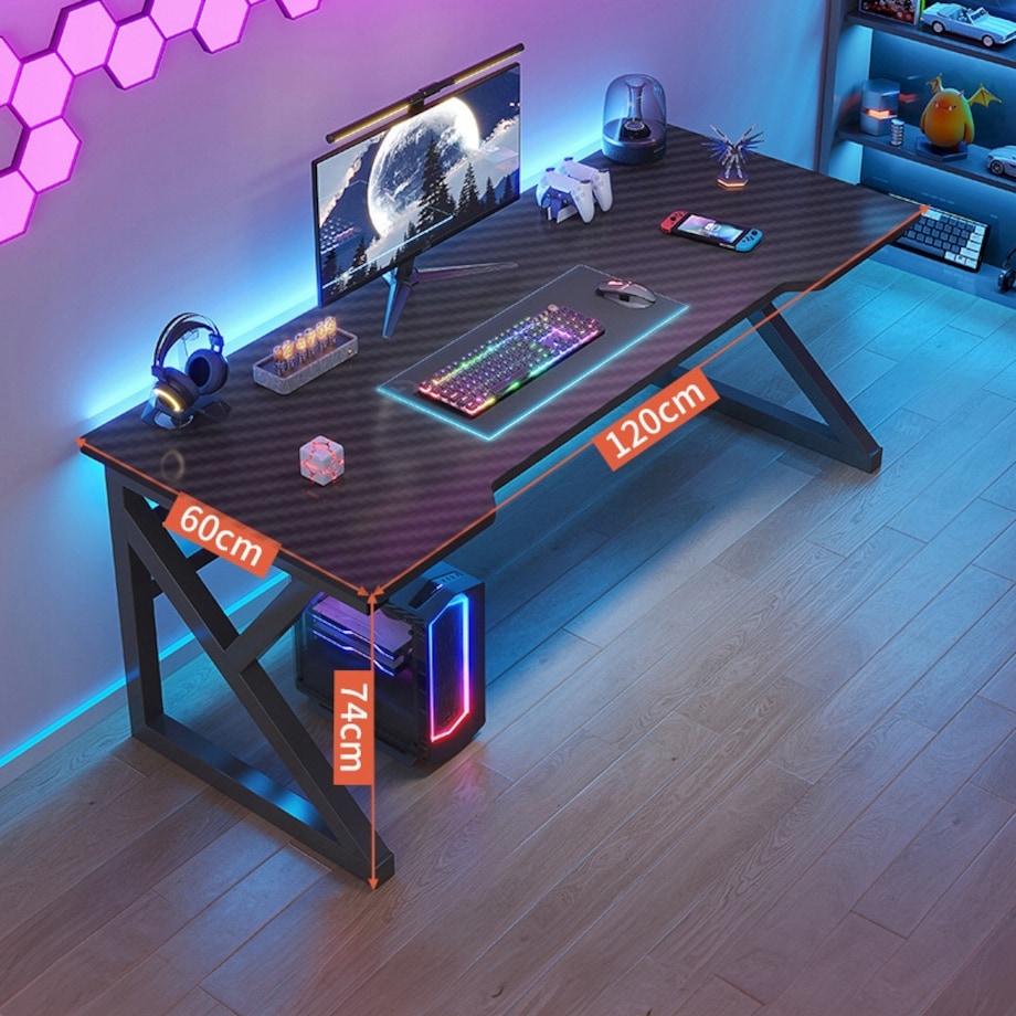 Biurko Gamingowe Komputerowe Czarne Carbon Nowoczesne Dla Gracza 120 Cm