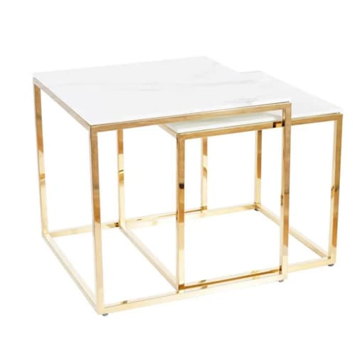 Ława GLORIA biały marmur/złota