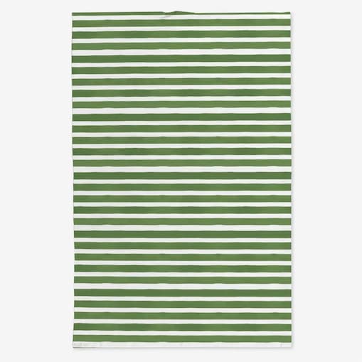 Lniany ręcznik kuchenny - zielone paski