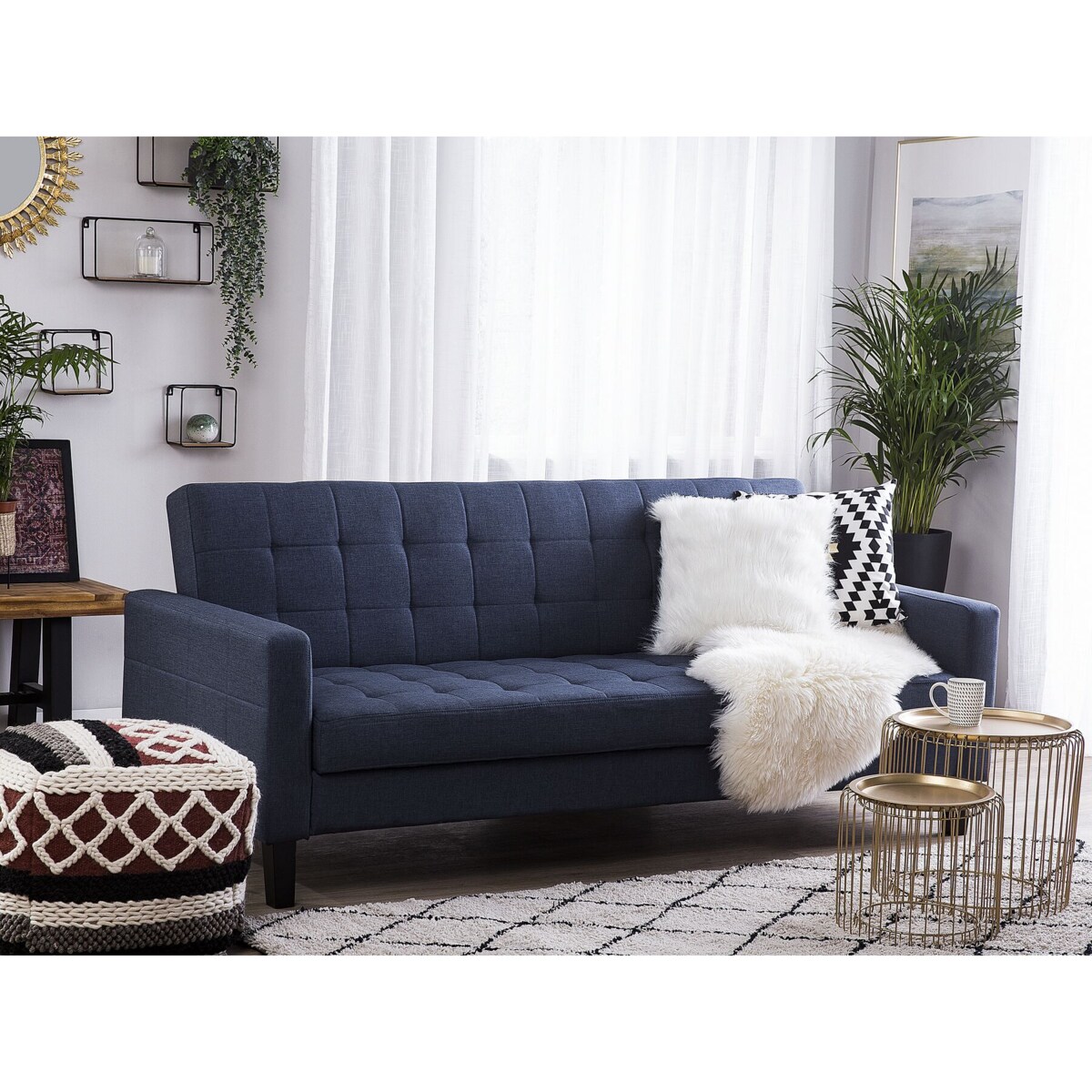 Sofa rozkładana ciemnoniebieska VEHKOO