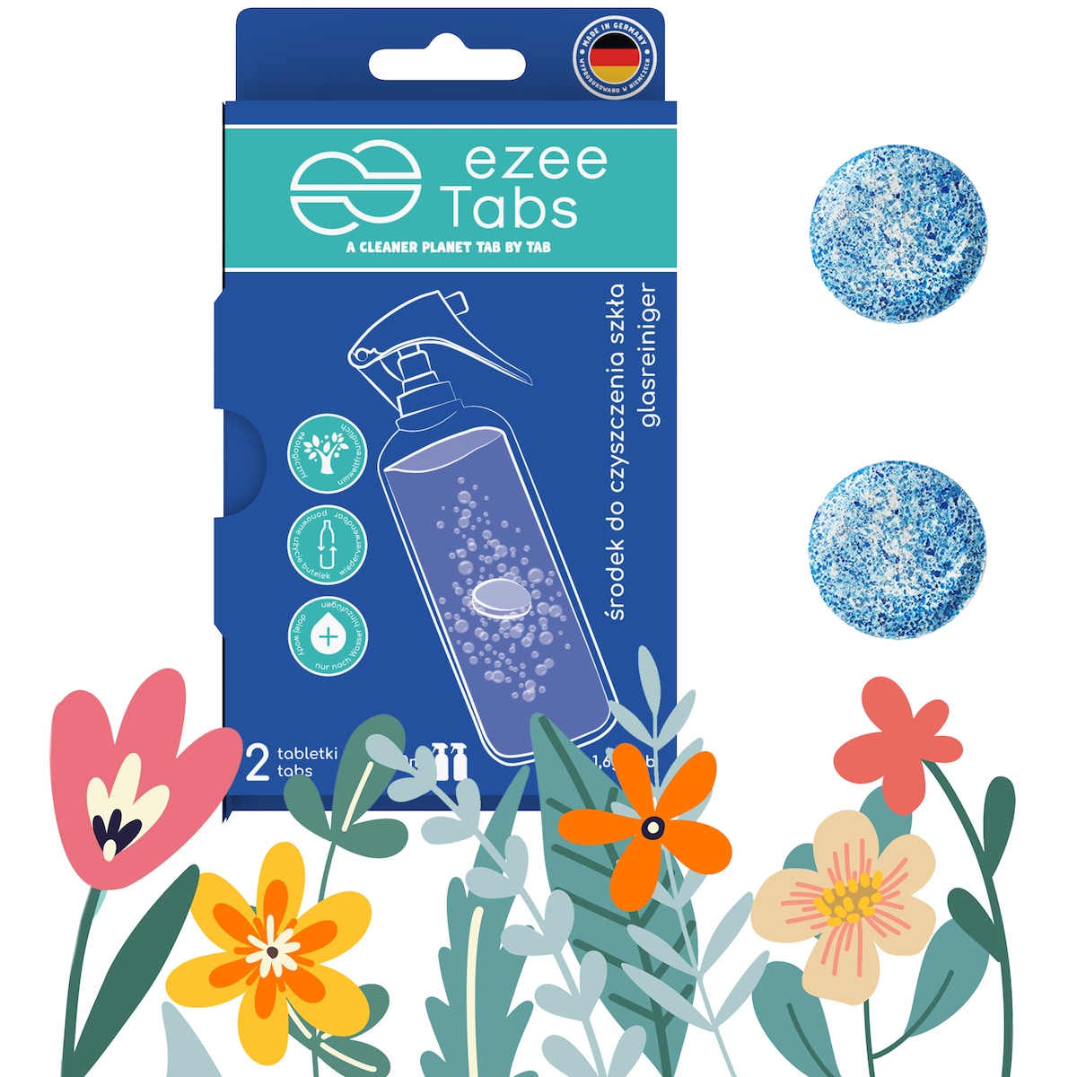EZEETABS TABLETKI CZYSZCZĄCE DO ROZPUSZCZANIA, DO SZKLANYCH POWIERZCHNI, 2x 1,6g