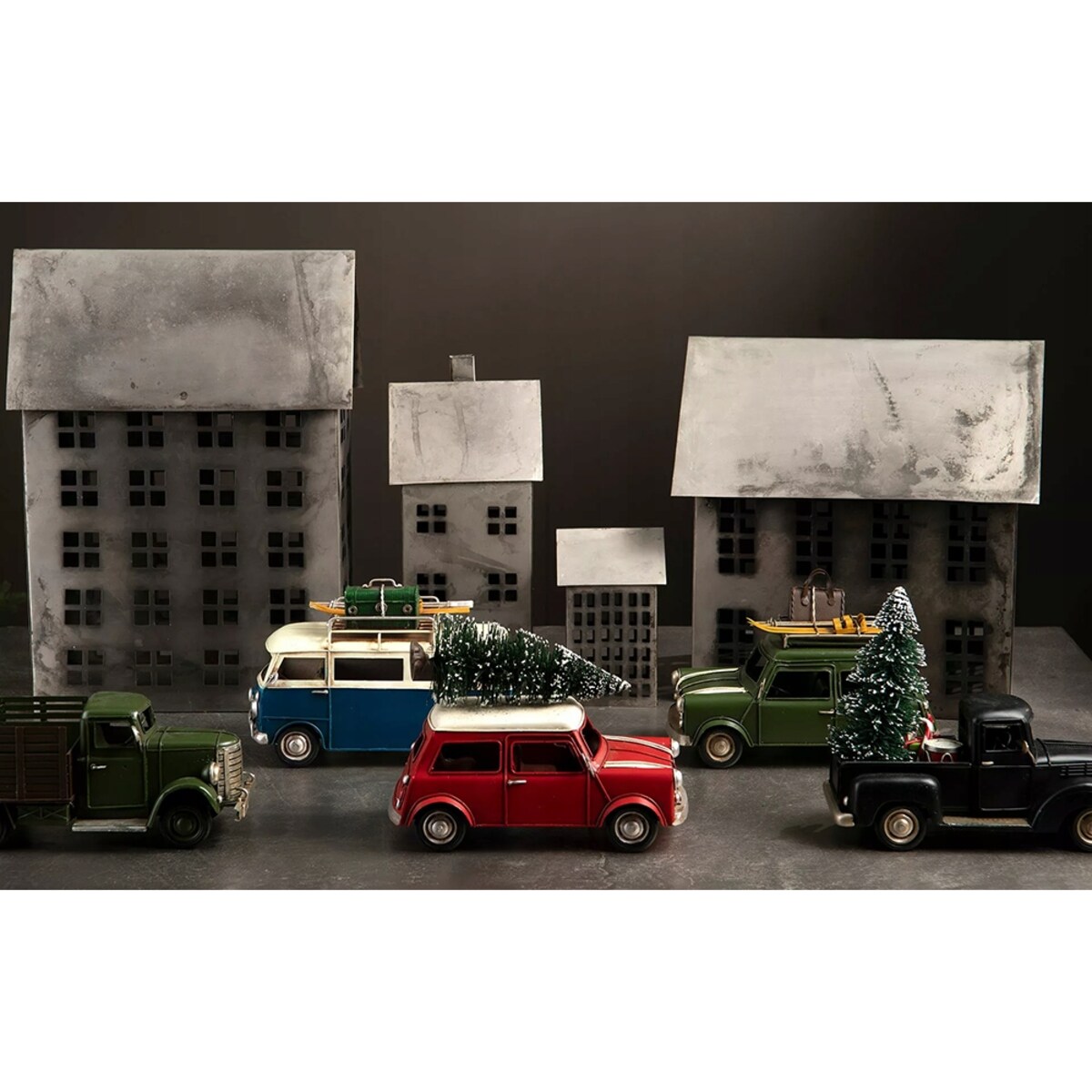 LAMPION DOMEK metalowy SREBRNY loft skandynawski 45x30x14cm