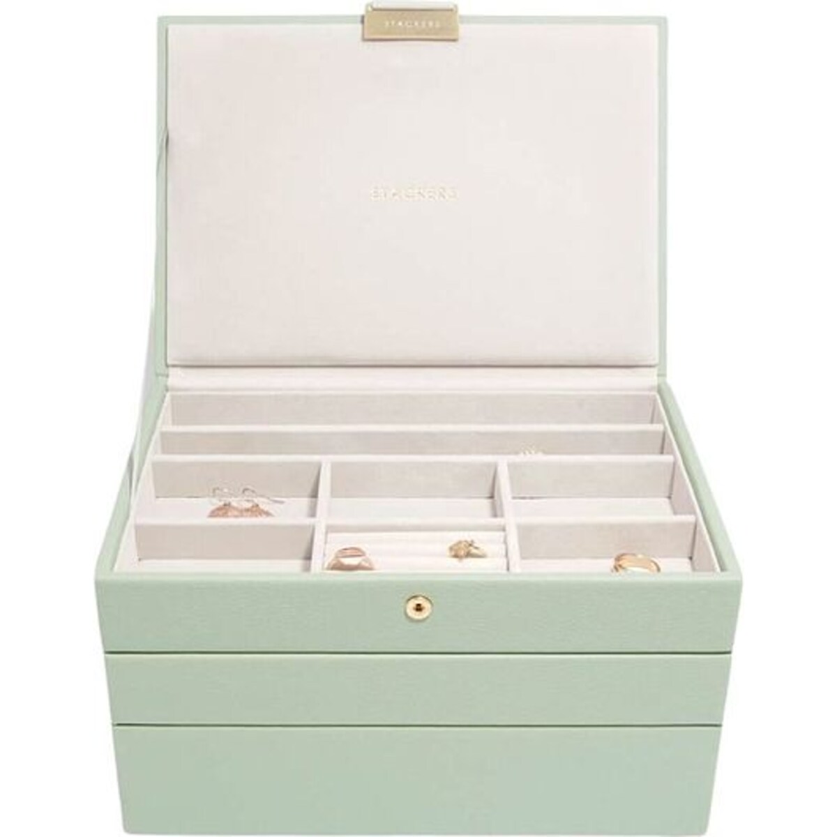 Szkatułka na biżuterię Stackers potrójna classic szałwiowa zieleń