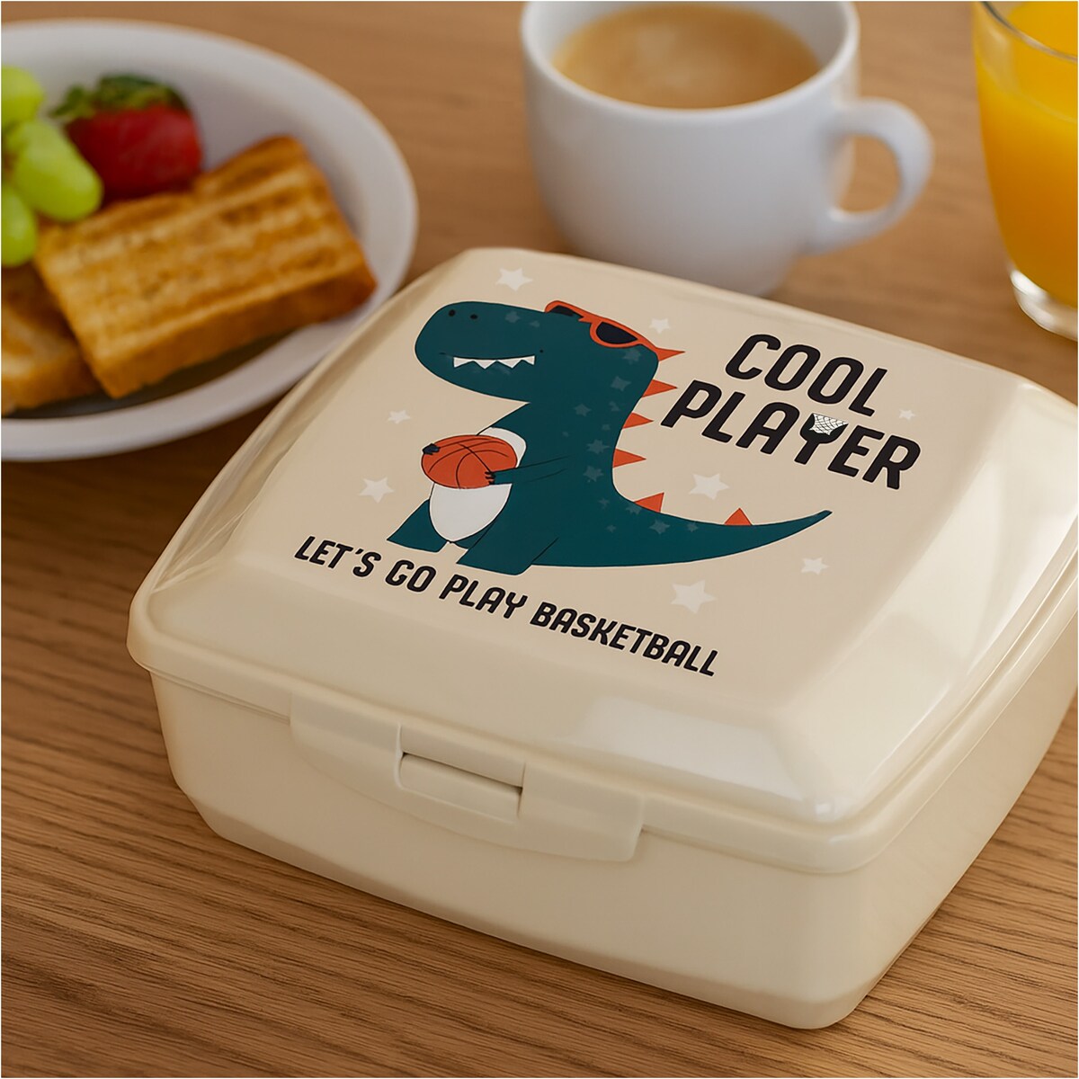 Pojemnik Śniadaniowy Dla Dzieci Lunchbox Na Śniadanie Chlebak Dziecięcy Dinozaur Beżowy