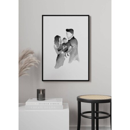 Poster Story, Plakat, Obraz - Rodzina w Akwareli, wymiary 21 x 30 cm