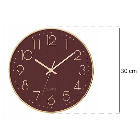 Cichy zegar ścienny do sypialni, zegar z cichym mechanizmem, Ø 30 cm