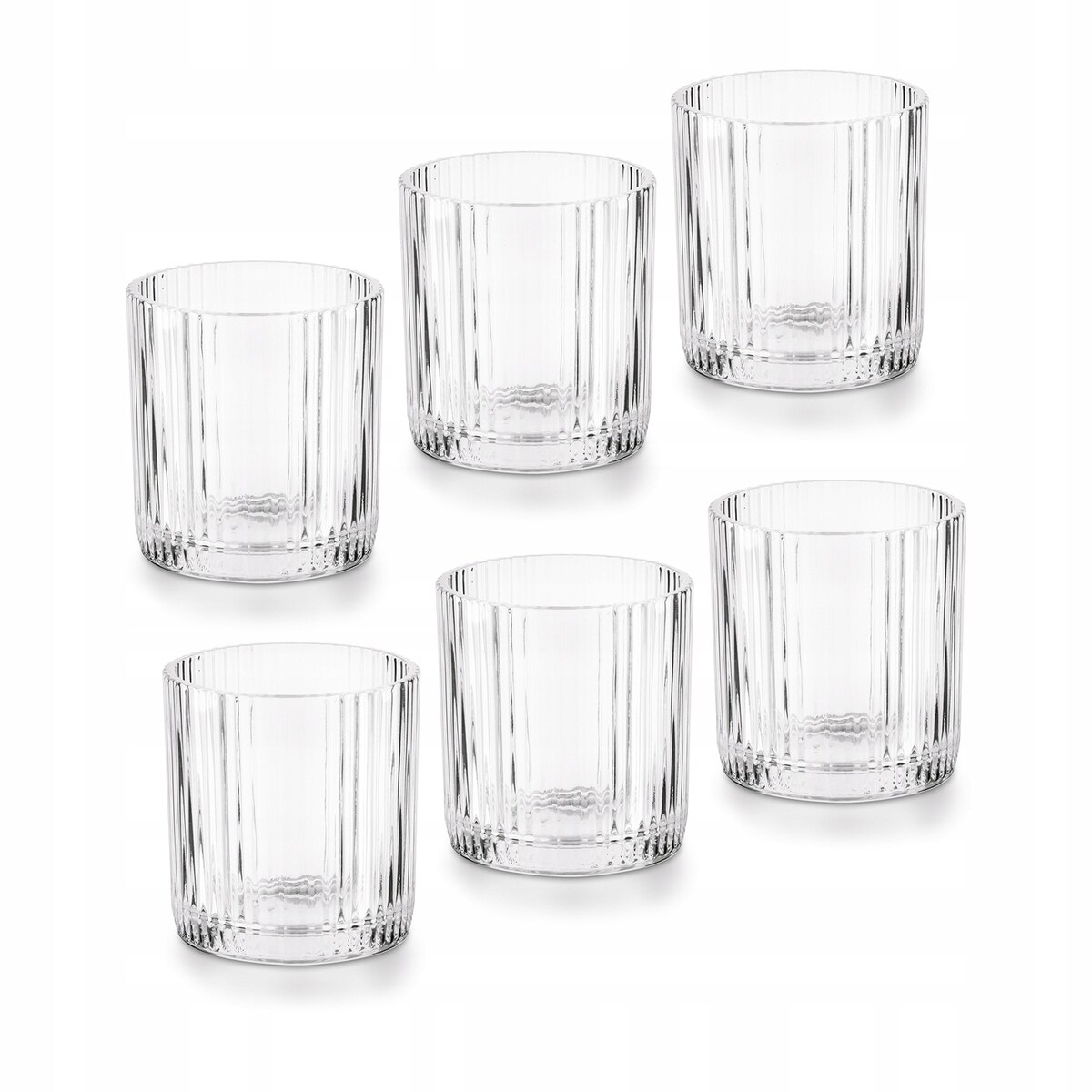 6X SZKLANKI LITERATKI niskie W PRĄŻKI na whisky alkohol napoje soki 320ml