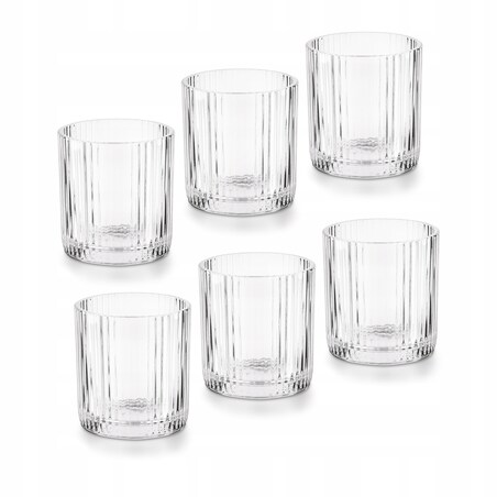 6X SZKLANKI LITERATKI niskie W PRĄŻKI na whisky alkohol napoje soki 320ml