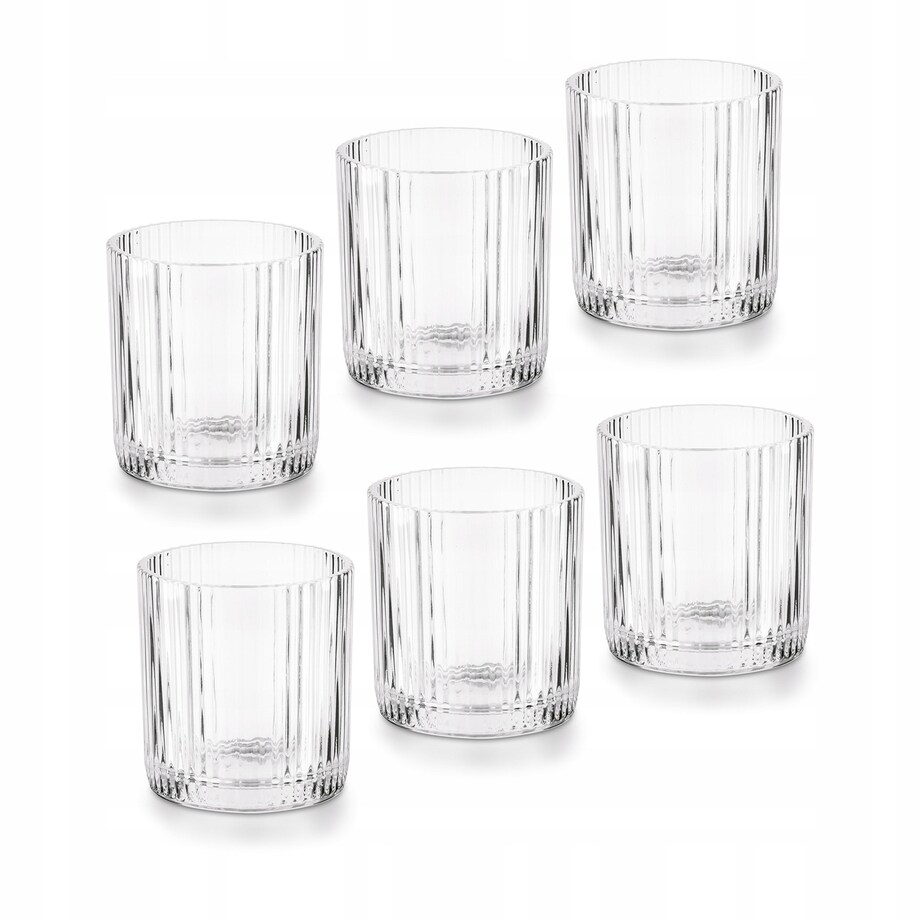 6X SZKLANKI LITERATKI niskie W PRĄŻKI na whisky alkohol napoje soki 320ml
