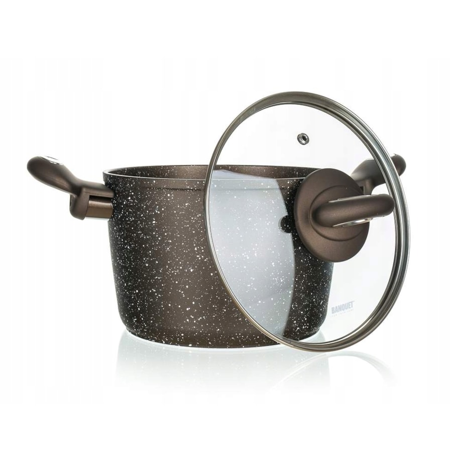 GARNEK TRADYCYJNY 3,75 L WYSOKI GRANITE BROWN do zupy rosołu na prezent