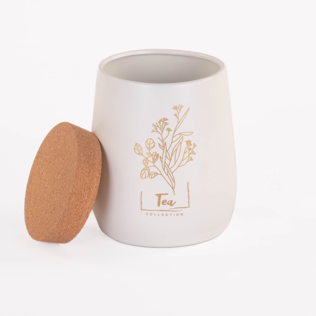 Pojemnik metalowy biały z korkową pokrywką 750 ml TEA