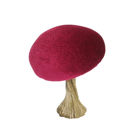 Dekoracja Velvet Mushroom 10 cm ruby, 9x10 cm