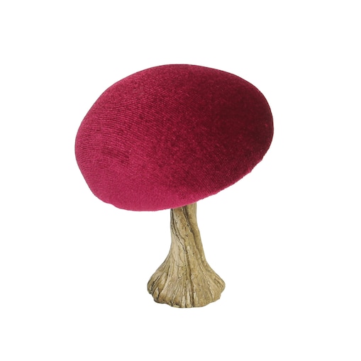 Dekoracja Velvet Mushroom 10 cm ruby, 9x10 cm