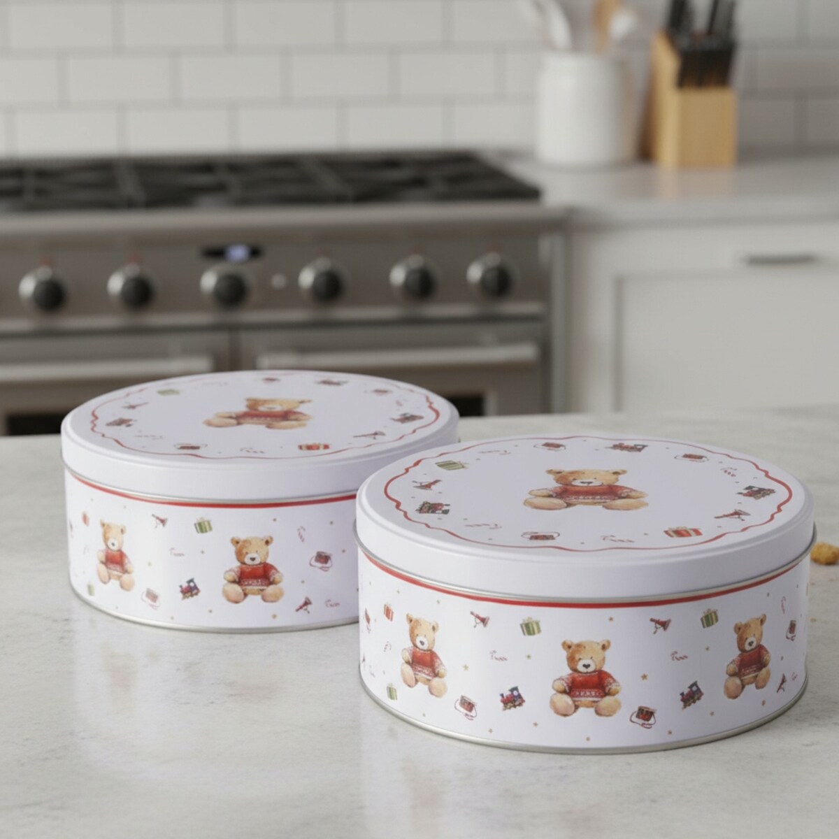 Puszki 2 szt. metalowe świąteczne 16/18x7/8 cm MISHA