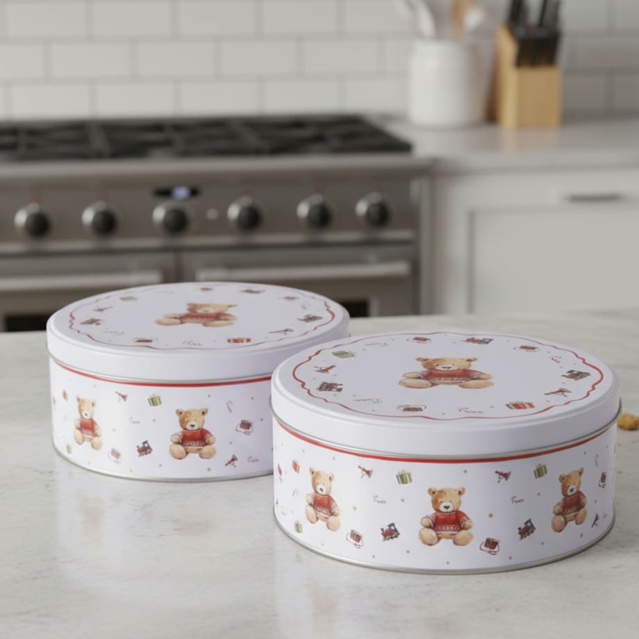 Puszki 2 szt. metalowe świąteczne 16/18x7/8 cm MISHA