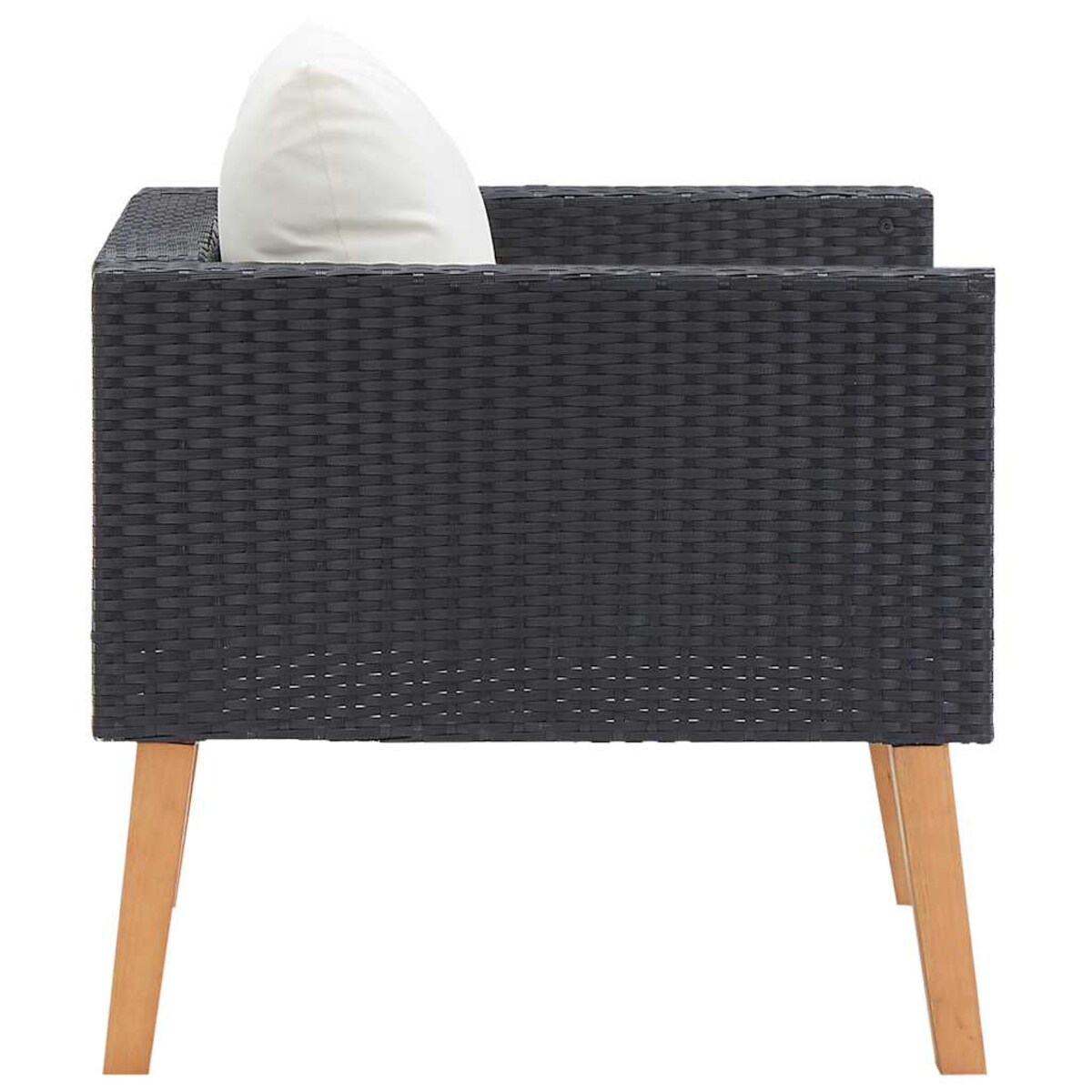 vidaXL Pojedyncza sofa ogrodowa z poduszkami, rattan PE, czarny