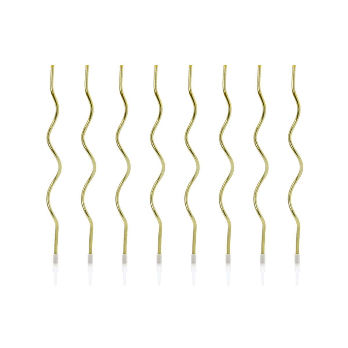 Świeczki urodzinowe zakręcone, złote, 14cm (1 op. / 8 szt.)