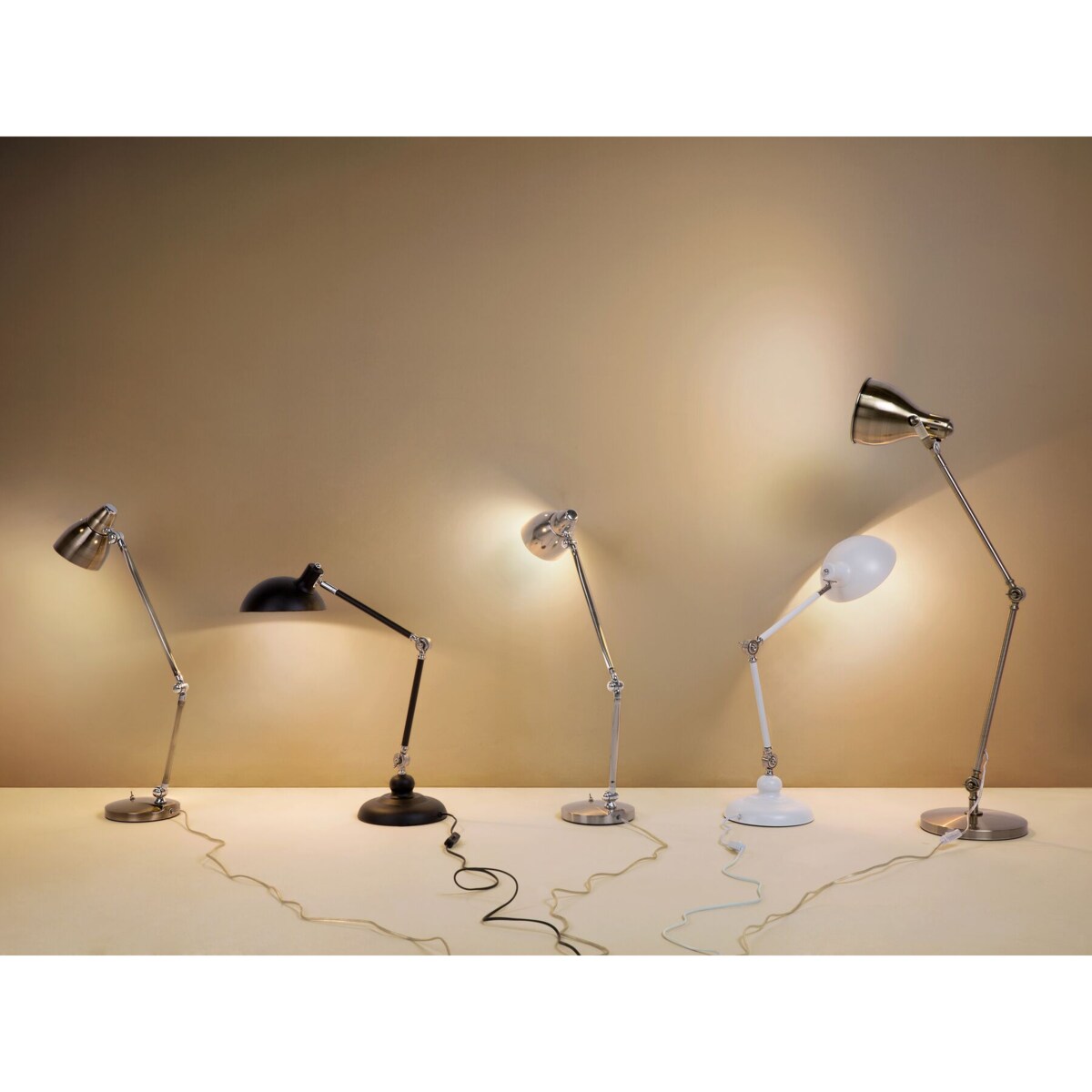 Lampa biurkowa regulowana metalowa biała MERAMEC