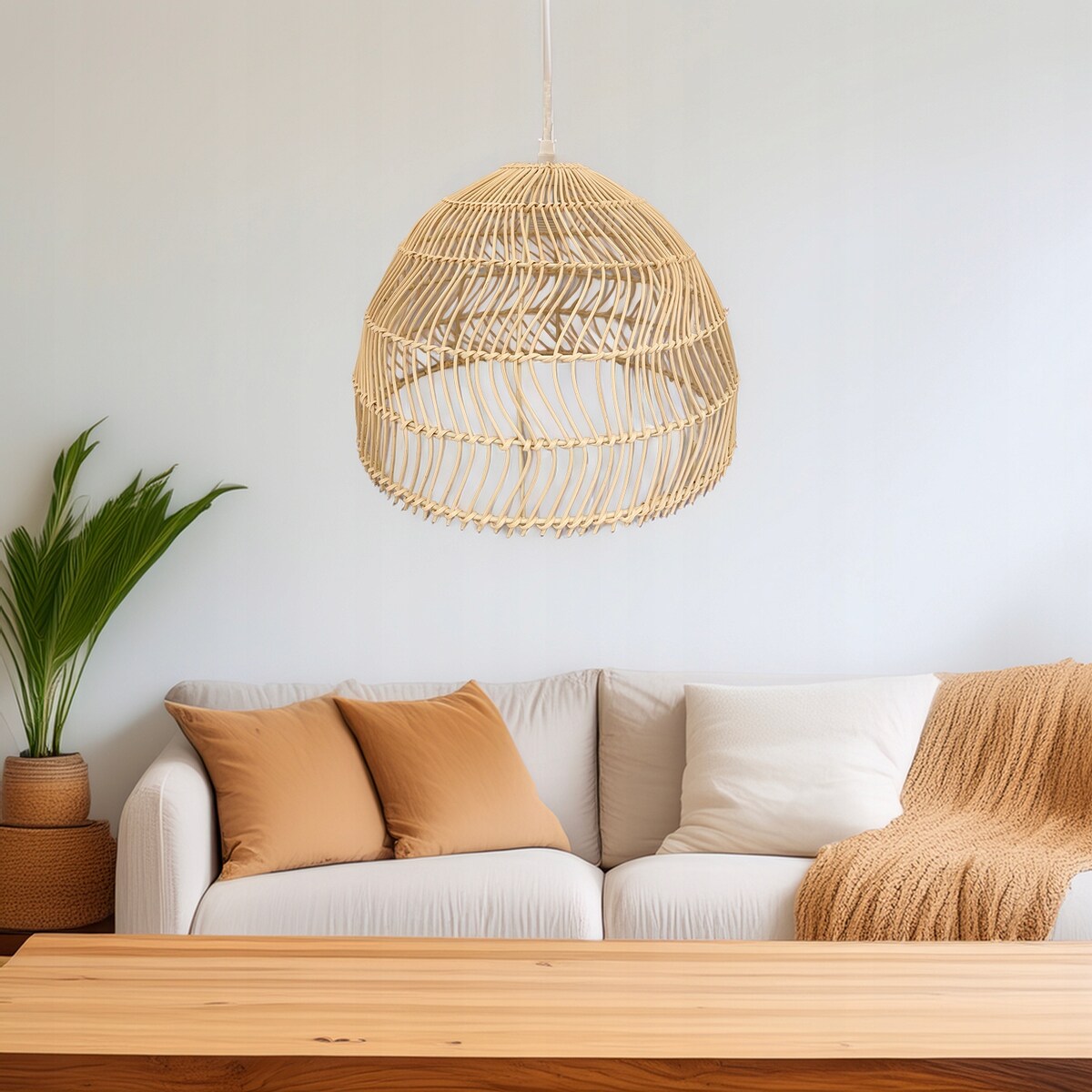 LAMPA SUFITOWA WISZĄCA NAD STÓŁ BOHO NATURALNA do domu salonu duża 36cm