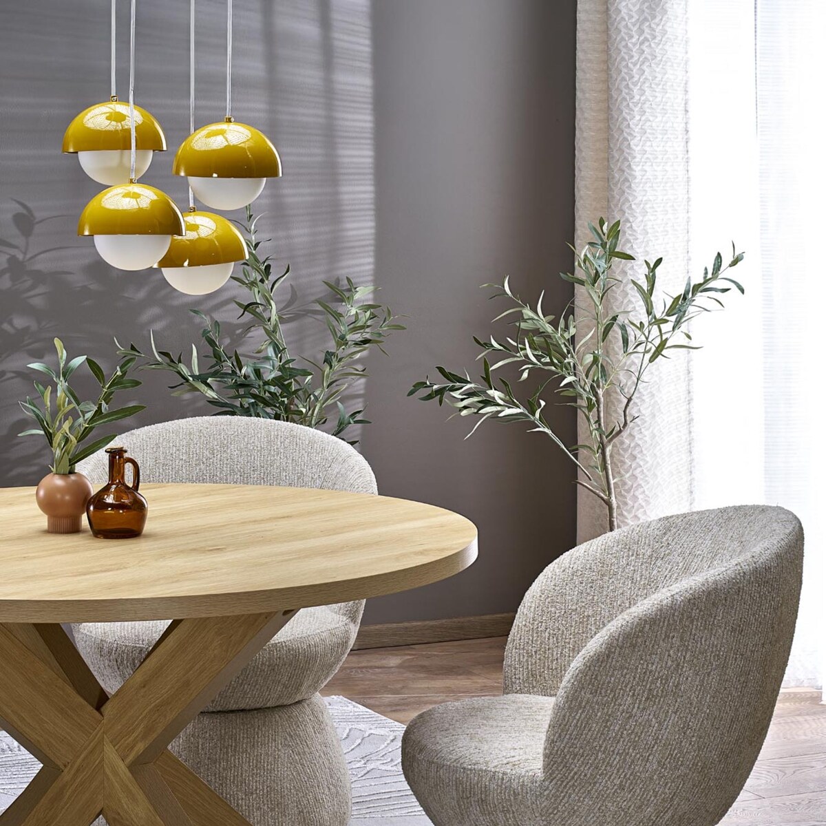 Lampa wisząca TK Lighting BONO OCHRA 10268, nowoczesna ochra/biel, 5xG9, regulowana wysokość