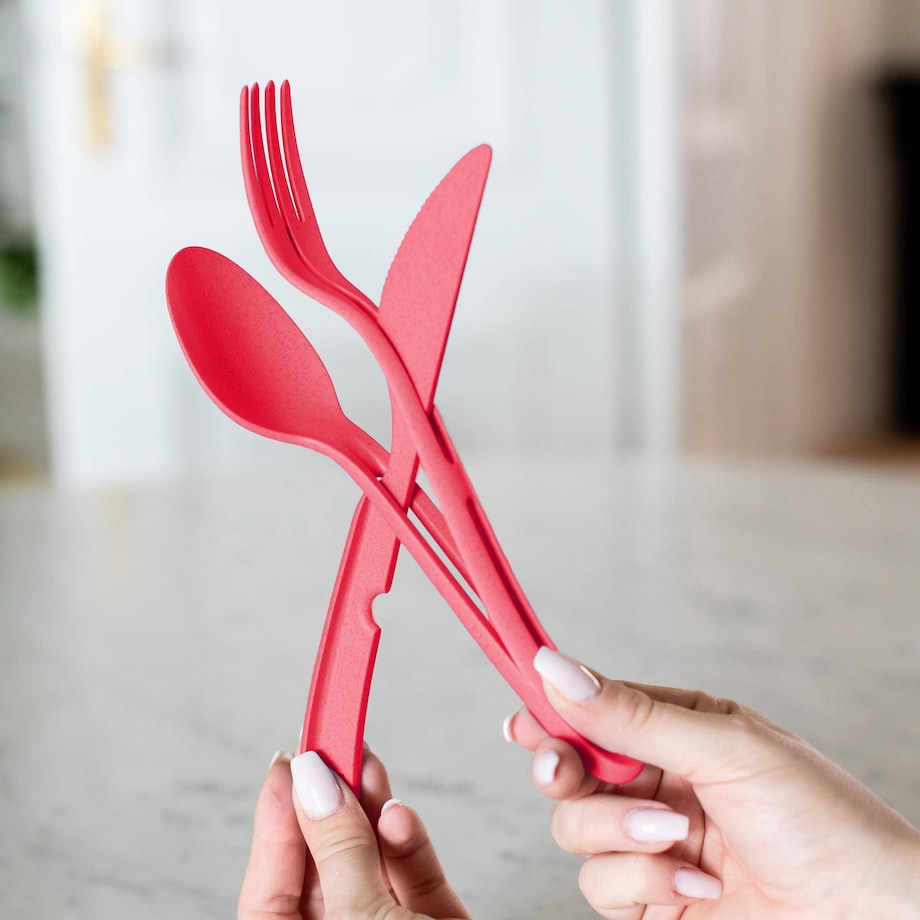 Zestaw sztućców KLIKK, sprytny sposób składania, 3 elementy, KOZIOL