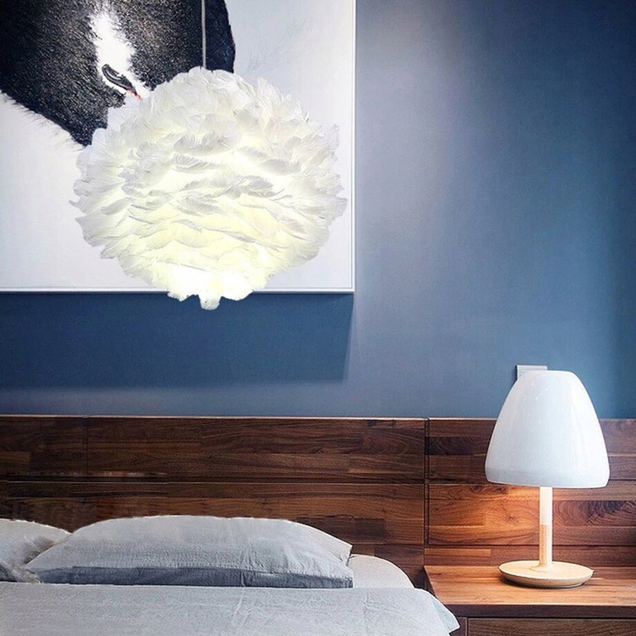 Lampa Sufitowa Wisząca Glamour Pióra Kolory Nordic