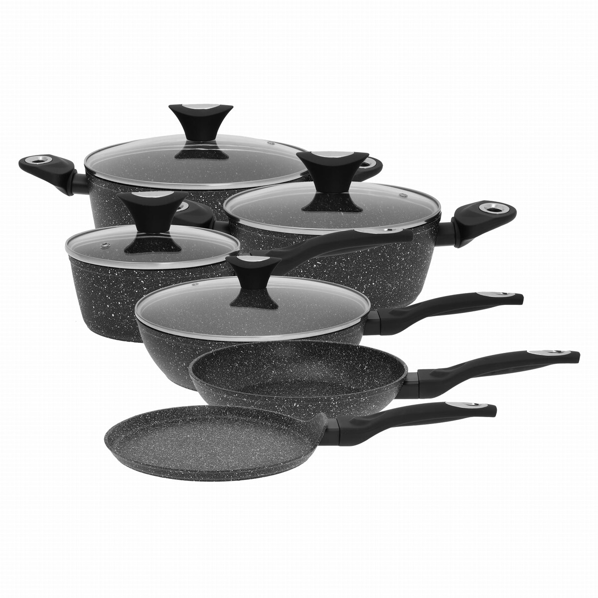 Zestaw garnków z powłoką granitową Gold Marmo 12 ele KLAUSBERG