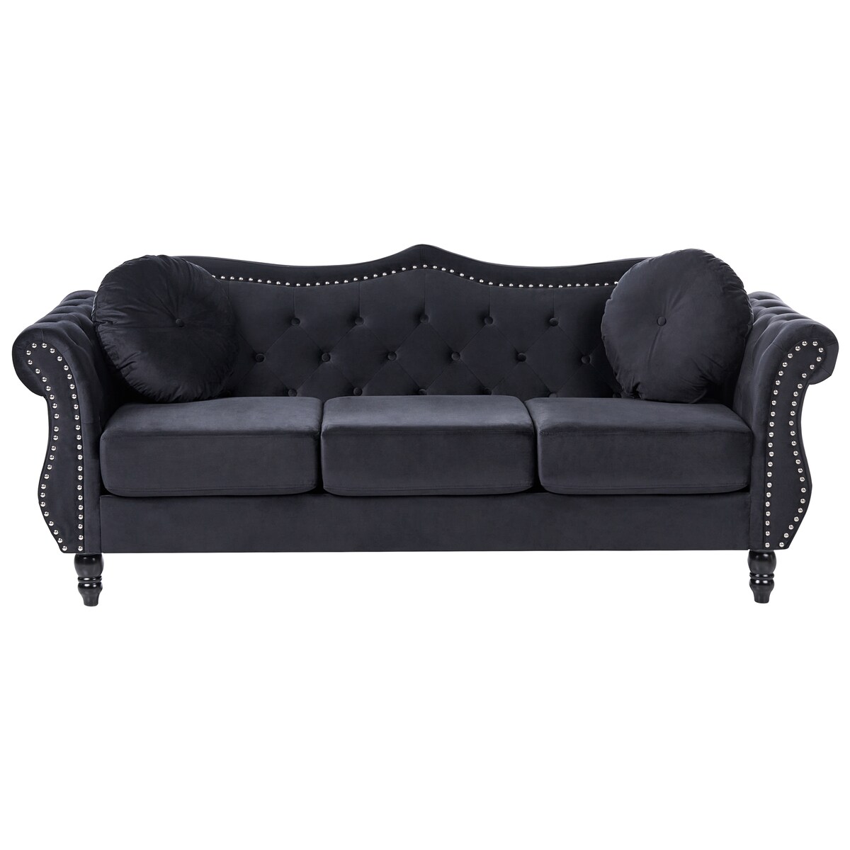 Sofa dla 3 osób SKIEN Welur Czarny