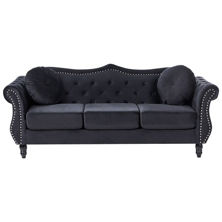 Sofa dla 3 osób SKIEN Welur Czarny