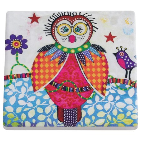 Podkładka pod kubek Smile Style Boobook, biała z nadrukiem