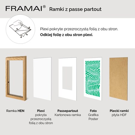Ramka na zdjęcia z passe partout ramka 40x50 cm z okienkiem passe partout na zdjęcie 30x40 cm kolor dębowy FRAMAI