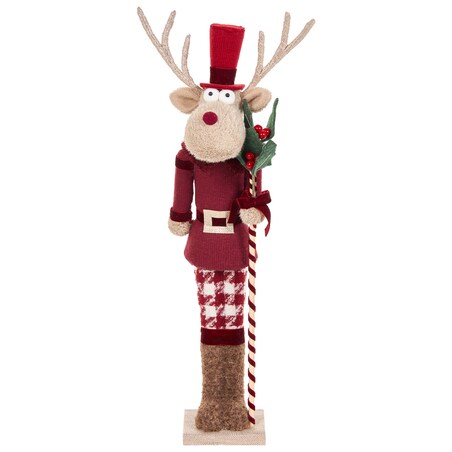 Zestaw 2 figurek dekoracyjnych MATALA 61/64 cm Niedźwiedź Renifer Czerwony