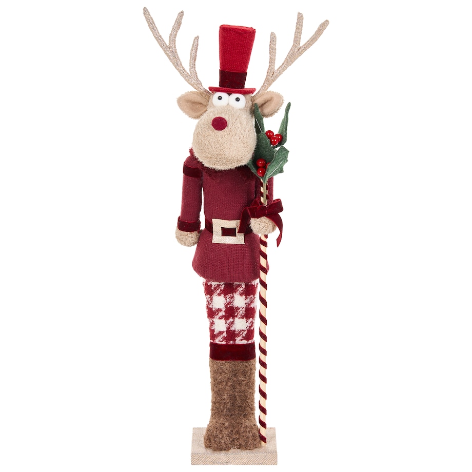 Zestaw 2 figurek dekoracyjnych MATALA 61/64 cm Niedźwiedź Renifer Czerwony